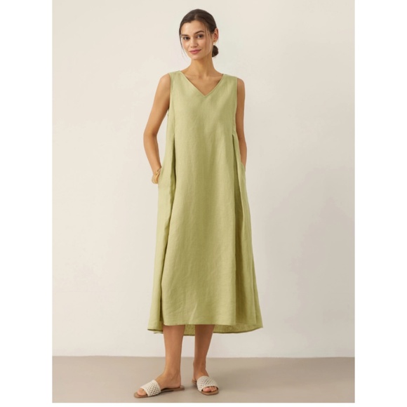 100% Linen Sleeveless A-Line Maxi Dress TARA - Picture 1 of 10